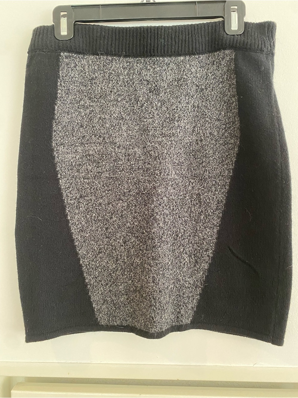 Barneys New York Black and Gray Knit Pencil Skirt